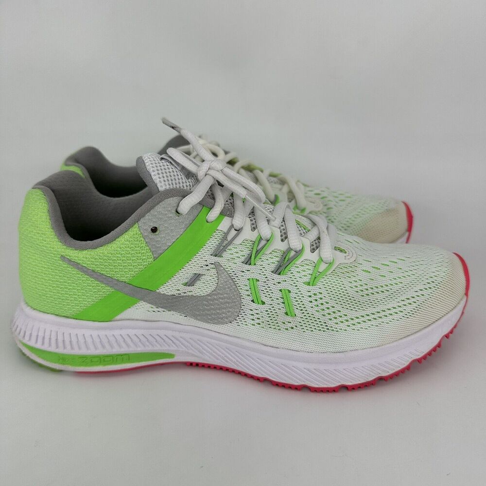 Nike Womens Sneaker Zoom WinFlo 2 Green White Lace Up Walking Shoe Low Top 8